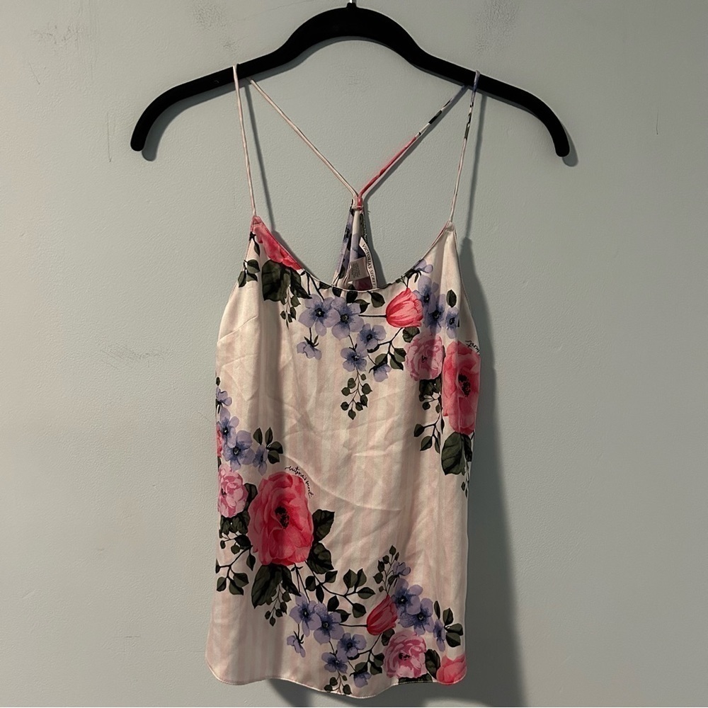 Victoria’s Secret Pink Striped Floral Chemise Slip Size XS